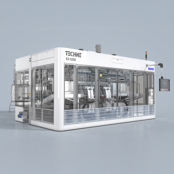 E2-1250 fully electric extrusion blow molding machine by Techne Packaging for large batches.